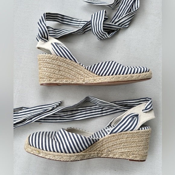 ZARA Striped Ankle Wrap Espadrilles Wedges - women’s size 9 - Picture 4 of 5